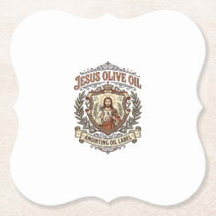Jesus Olive Oil Anointing Oil Label Jesus Olive Oi Paper Coaster