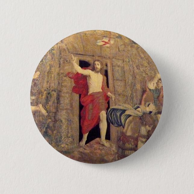 Jesus on Resurrection Tapestry in the Vatican 2 Inch Round Button (Front)