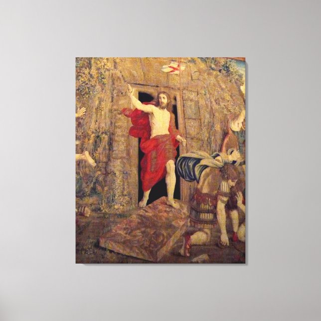 Jesus on Resurrection Tapestry in the Vatican Canvas Print (Front)