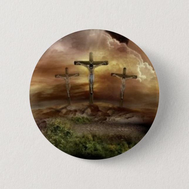 JESUS ON THE CROSS 2 INCH ROUND BUTTON (Front)