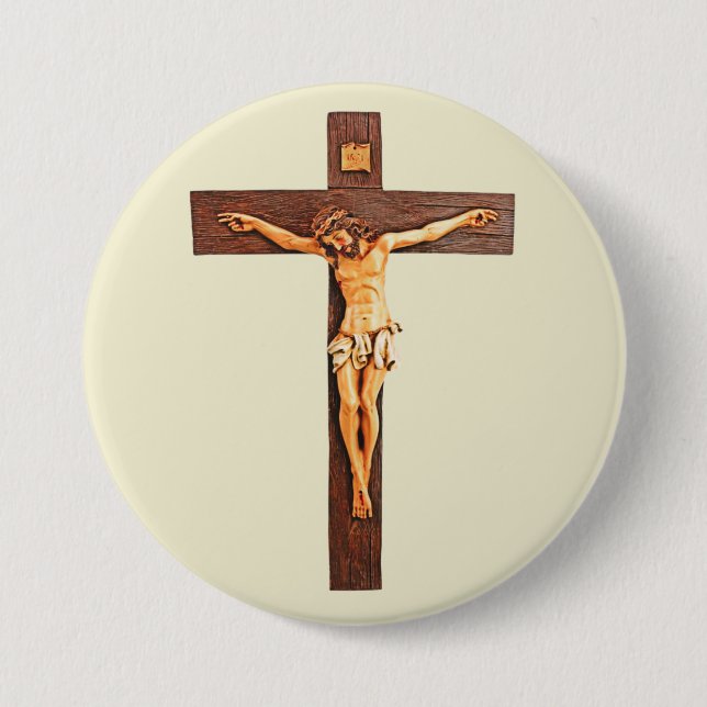 Jesus on the Cross 3 Inch Round Button (Front)