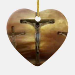 JESUS ON THE CROSS CERAMIC ORNAMENT