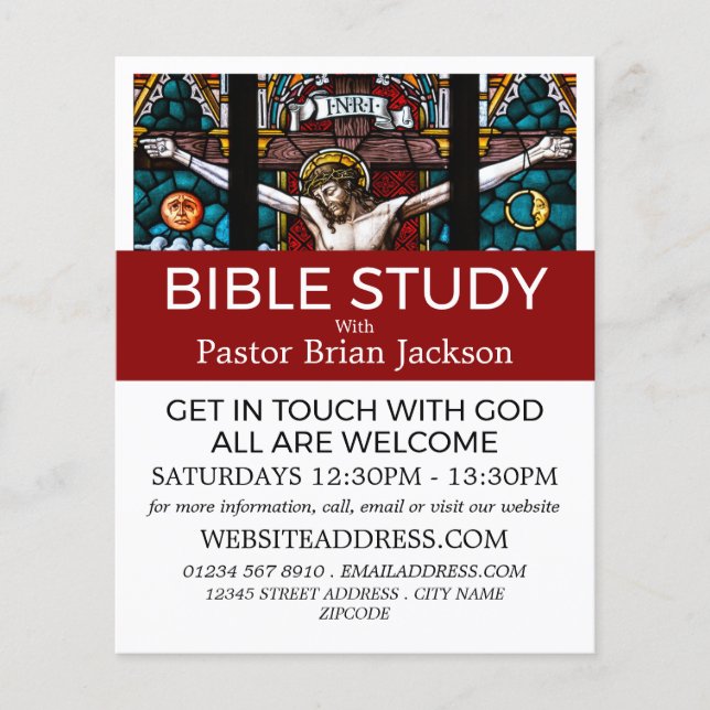 Jesus on the Cross, Christian Bible Class Advert Flyer (Front)