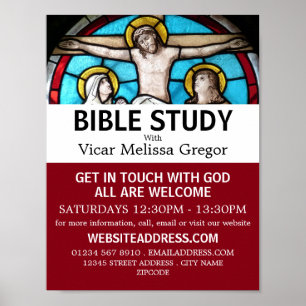 Jesus on the Cross, Christian Bible Class Advert Poster