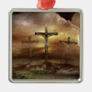 JESUS ON THE CROSS METAL ORNAMENT