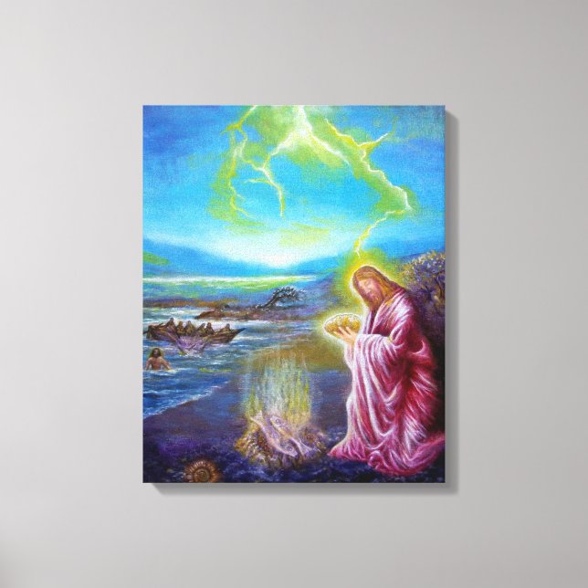 JESUS ON THE SEASHORE ,St John 21 Canvas Print (Front)