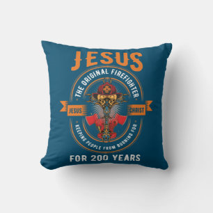 Jesus Original Firefighter Faith Cross Christian Throw Pillow