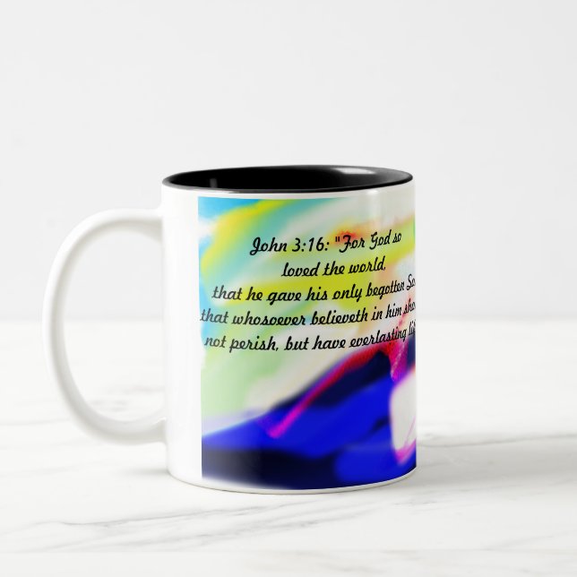 jesus over love Two-Tone coffee mug (Left)