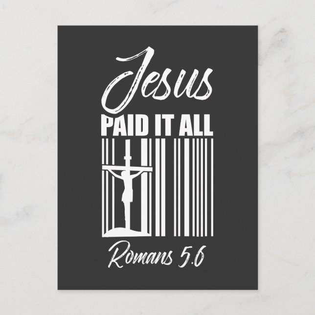 Jesus Paid all Price Barcode God Christian Postcard (Front)