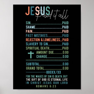 Jesus Paid It All Receipt Christian Catholic Roman Poster