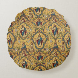 Jesus Pattern Round Pillow