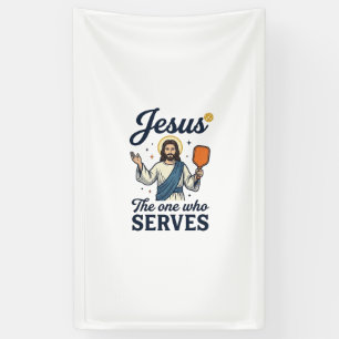 Jesus Pickleball The One Who Serves Shirt Banner