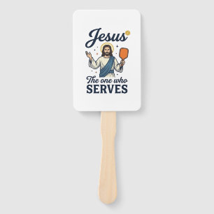 Jesus Pickleball The One Who Serves Shirt Hand Fan