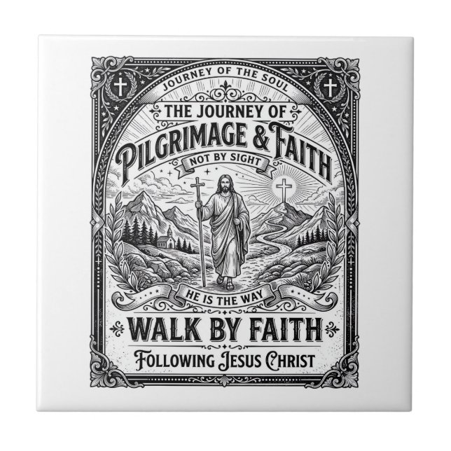 Jesus Pilgrimage Camino Holy Journey Tile (Front)