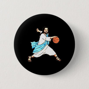 Jesus Play Basketball Fun Christmas  2 Inch Round Button