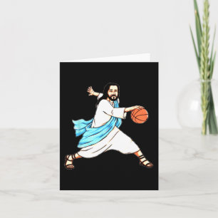 Jesus Play Basketball Fun Christmas Card