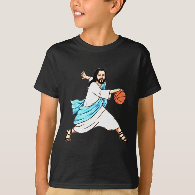 Jesus Play Basketball Fun Christmas  T-Shirt (Front)