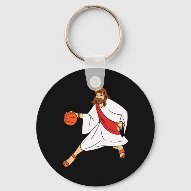 Jesus Playing Basketball 1 Keychain (Front)