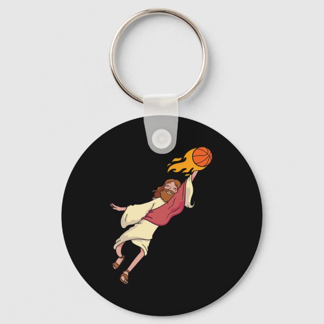 Jesus Playing Basketball  Keychain (Front)