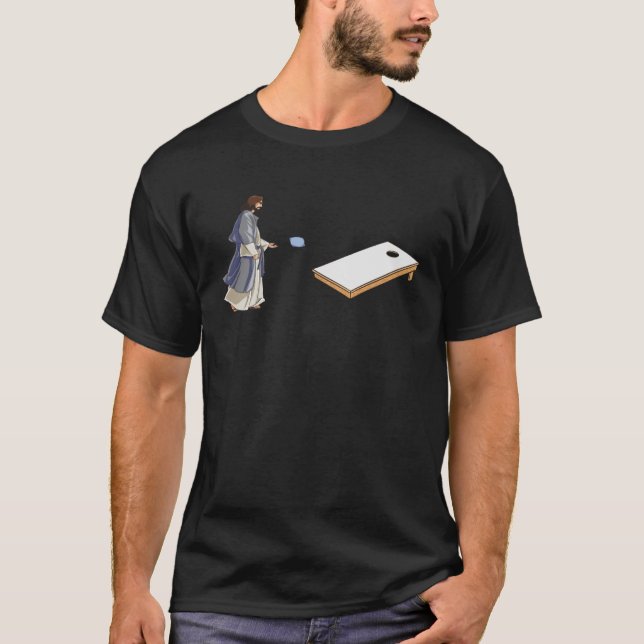 Jesus Playing Cornhole   Cornhole T-Shirt (Front)