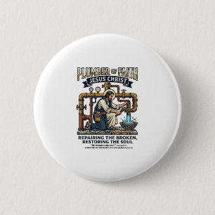 Jesus Plumber Graphic Tee Christian Art_1 2 Inch Round Button