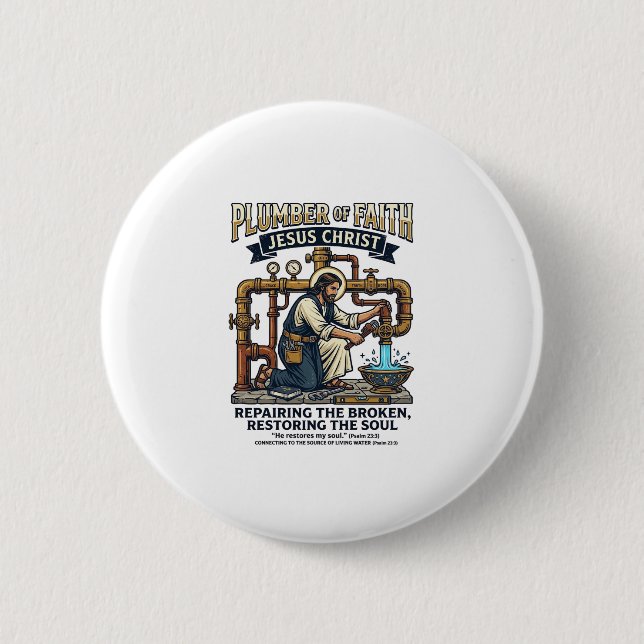 Jesus Plumber Graphic Tee Christian Art_1 2 Inch Round Button (Front)