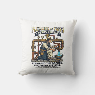 Jesus Plumber Graphic Tee Christian Art_1 Throw Pillow