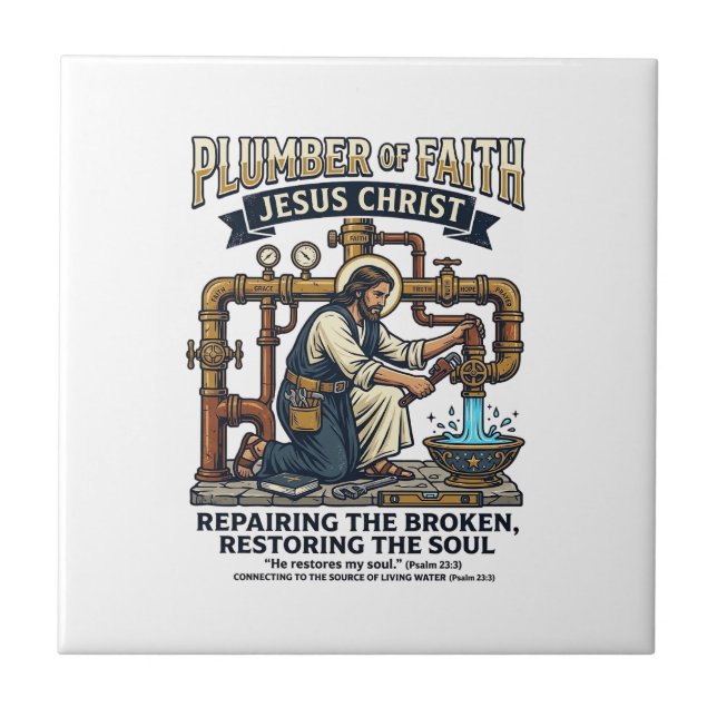 Jesus Plumber Graphic Tee Christian Art_1 Tile (Front)