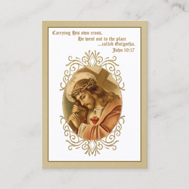Jésus portant la prière croisée Carte religieuse (Devant)