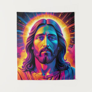 Jesus portrait in Neon Bold style Tapestry