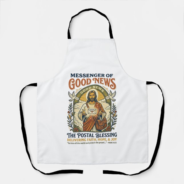 Jesus Postal Worker Delivery Shirt Faith Based Des Apron (Front)