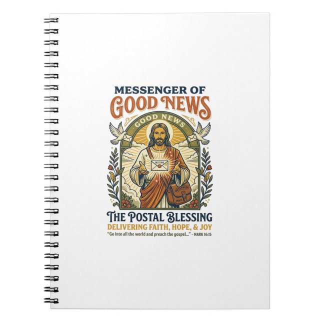Jesus Postal Worker Delivery Shirt Faith Based Des Notebook (Front)