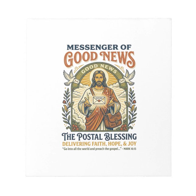 Jesus Postal Worker Delivery Shirt Faith Based Des Notepad (Front)