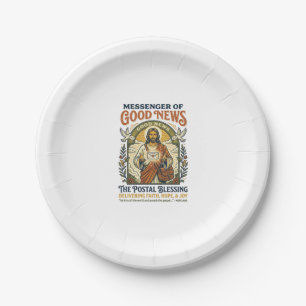 Jesus Postal Worker Delivery Shirt Faith Based Des Paper Plate
