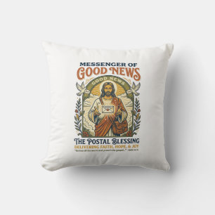 Jesus Postal Worker Delivery Shirt Faith Based Des Throw Pillow