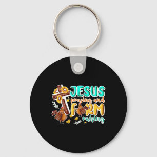 Jesus Praising And Farm Raising Chicken Farmer Chr Keychain
