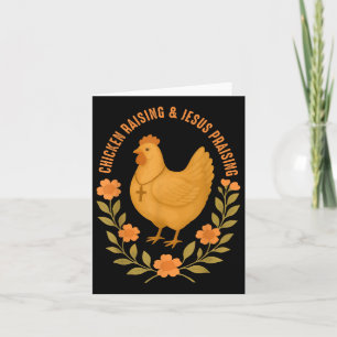 Jesus Prasing And Chicken Raising Funny Faith Farm Card