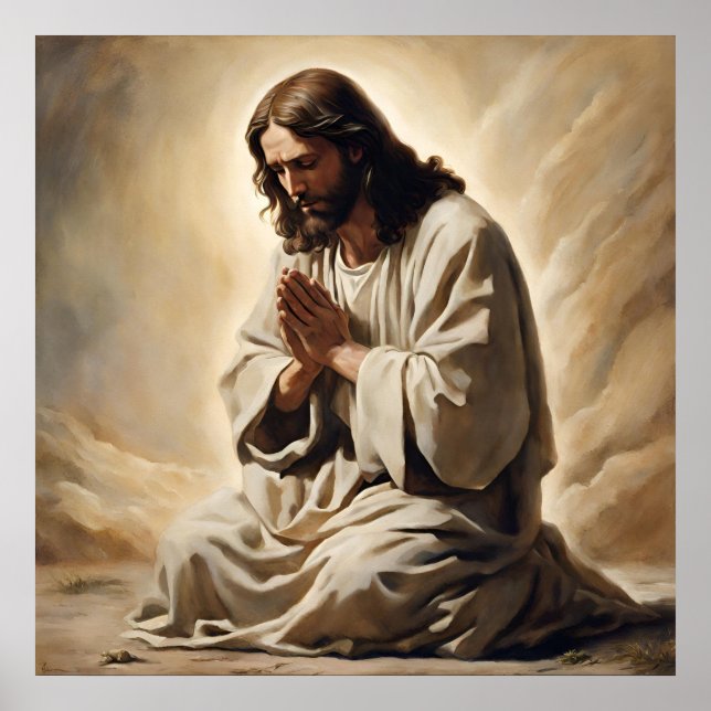 Jesus Praying Art Poster (Front)