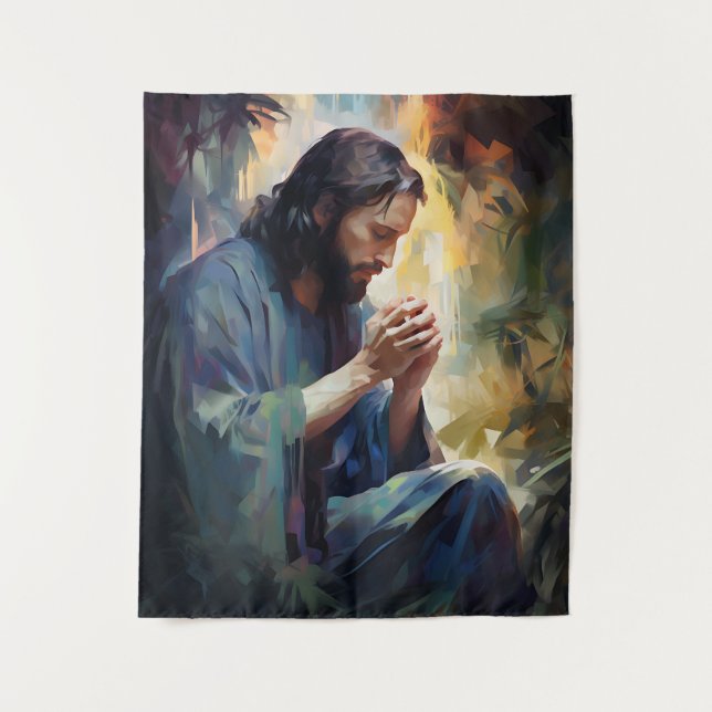 Jesus Praying Art Tapestry (Front)