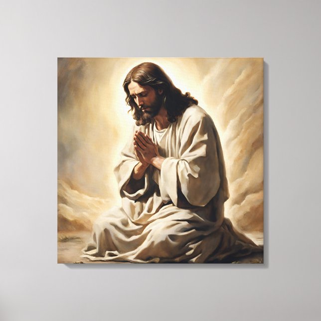 Jesus Praying Canvas Print (Front)