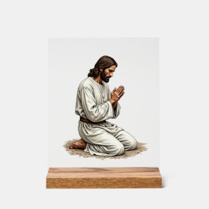 Jesus Praying Hands Vintage Engraving Faith Tee (4 Acrylic Sign