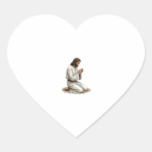 Jesus Praying Hands Vintage Engraving Faith Tee (4 Heart Sticker