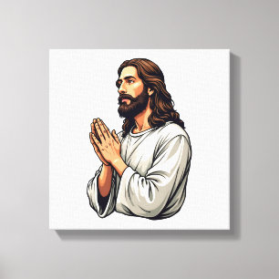 Jesus Praying Hands Vintage Engraving Tee Canvas Print