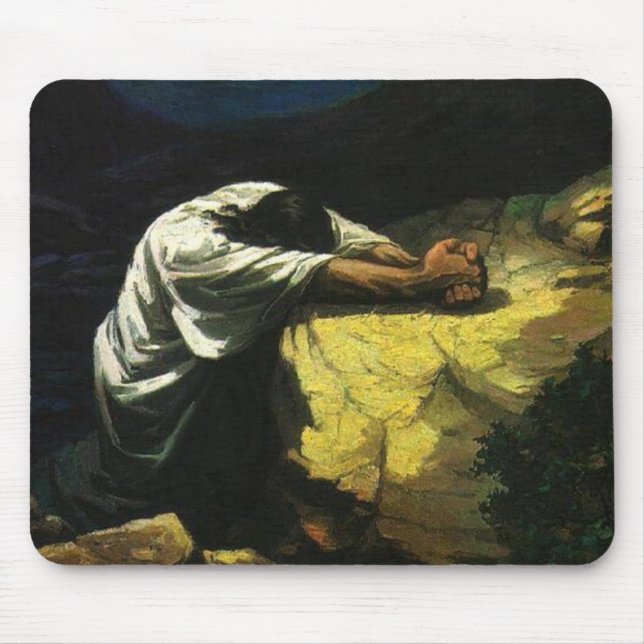 Jesus Praying Mouse Pad (Front)
