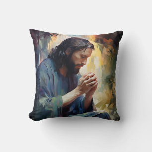 Jesus Praying Throw Pillow