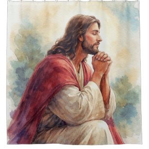 Jesus Praying Watercolor Art Christian Faith