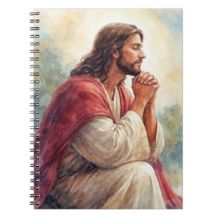 Jesus Praying Watercolor Art   Christian Faith  Notebook