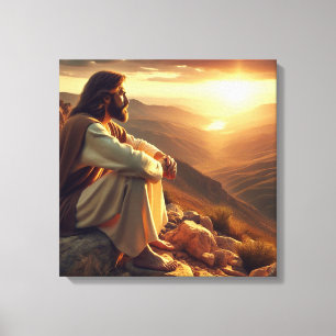 Jesus Prays on Mountain 2 Canvas Print