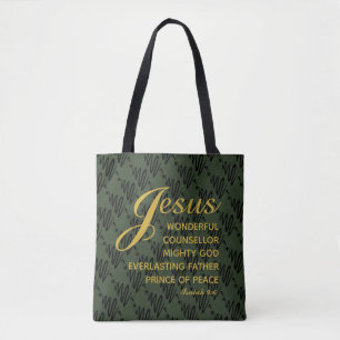 JESUS PRINCE OF PEACE Isaiah Christmas Scripture Tote Bag