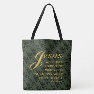 JESUS PRINCE OF PEACE Isaiah Scripture large Tote Bag